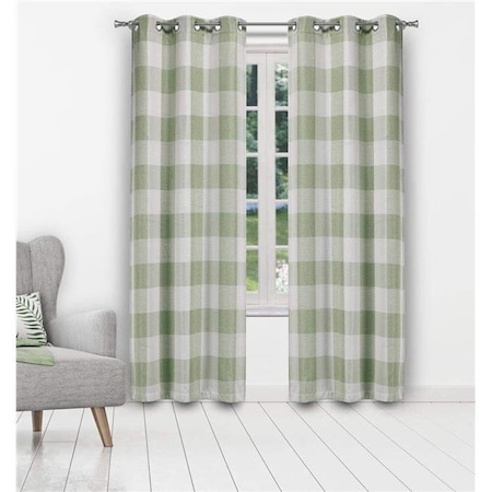 Blackout 365 Blackout 365 AARO 16154D=12 Grommet Curtains - Window Curtain Panel Set - Buffalo Plaid Gingham Checkered - 2 Panels - 37"W x 96"L - Sage Green AARO 16154D=12